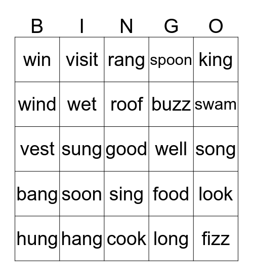 Jolly Phonics 5 Bingo Card