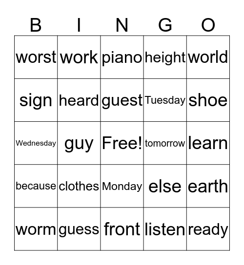 Untitled Bingo Card
