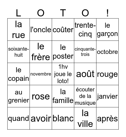 1hv jusqu'à chapitre 4 Bingo Card