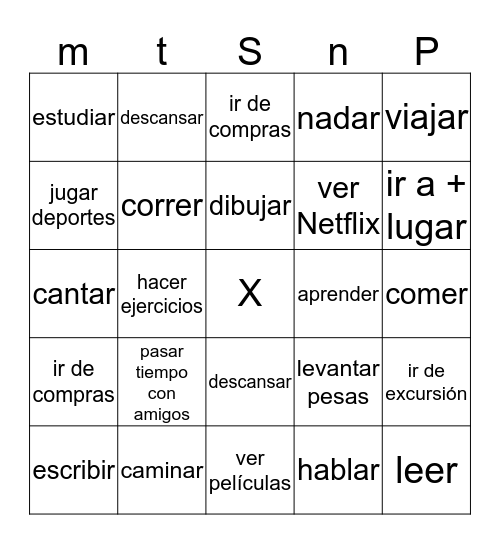 ¿Qué te gusta hacer?  Bingo Card