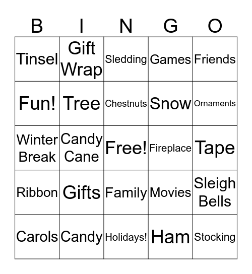 Holiday Bingo Card