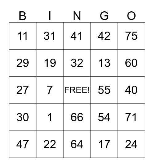 Wayne Anderson BINGO gig Bingo Card