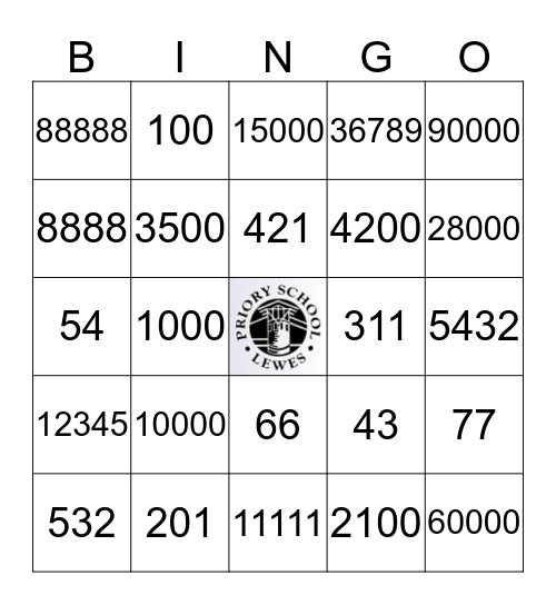 Hundred，thousand，ten-thousand 百，千，万 Bingo Card