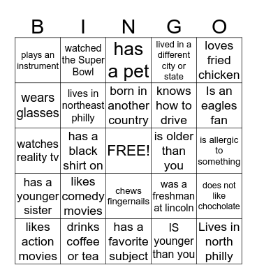 Human Bingo Card