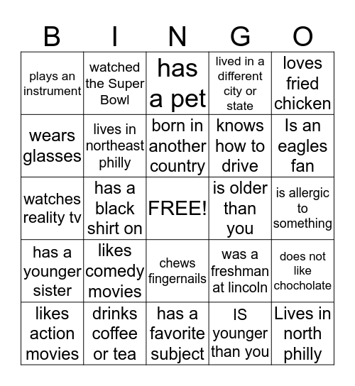 Human Bingo Card