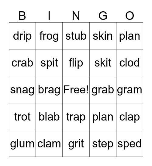 Bingo with Blends Bingo Card