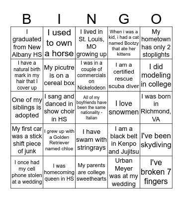 PEOPLE BINGO Card