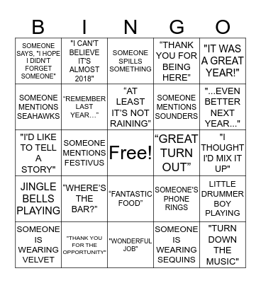 UMS HOLIDAY BINGO Card