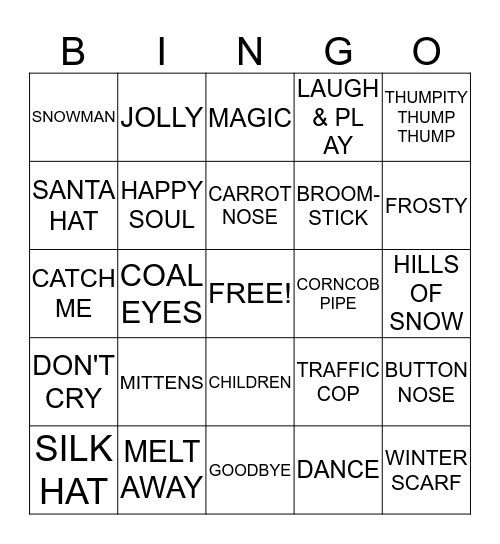 SNOWMAN  Bingo Card