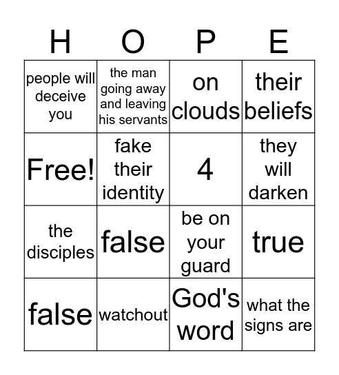 chapter 13 Bingo Card