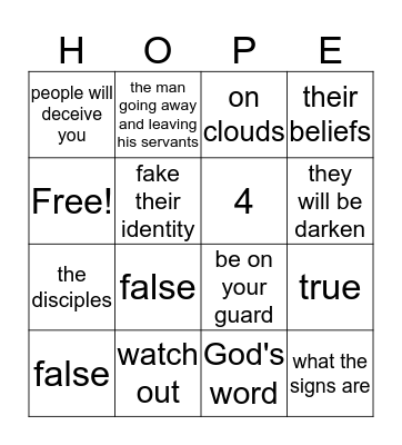 Chapter 13 Bingo Card