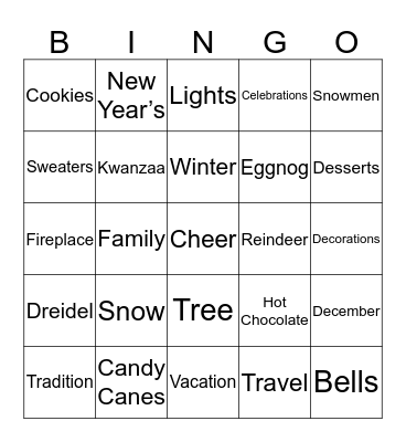 Holiday Bingo Card