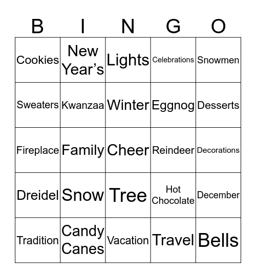 Holiday Bingo Card