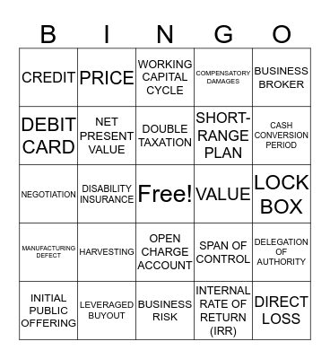 FINANCIAL SERVICES Bingo Card
