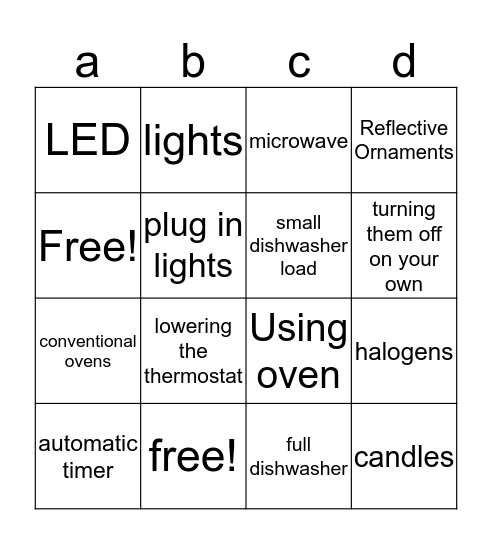 Holiday saving tips! Bingo Card