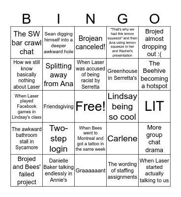 This semester part 1 Bingo Card