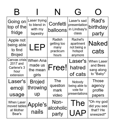This semester part 2 Bingo Card