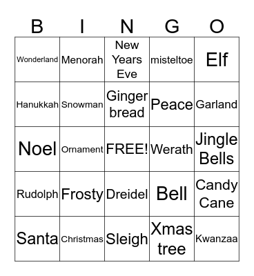 HOLIDAY BINGO Card