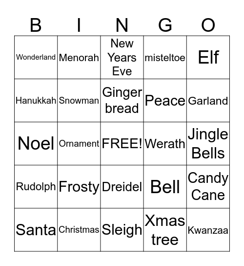 HOLIDAY BINGO Card