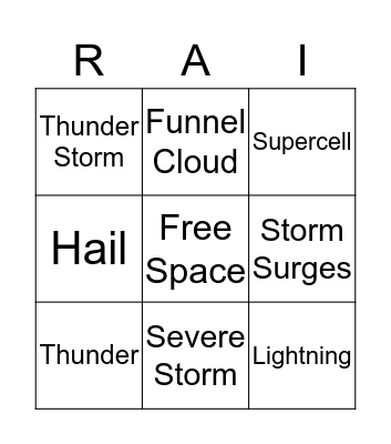 Severe Storm Bingo Card