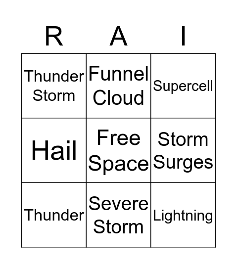 Severe Storm Bingo Card