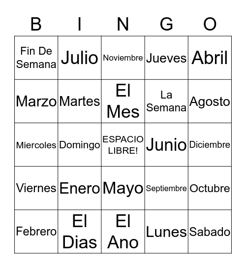 Calendario Bingo Card