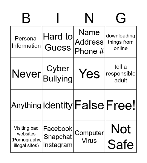 Cyber Bingo Card