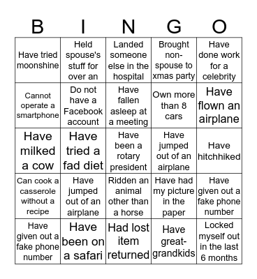 Rotary Christmas Party Bingo Card