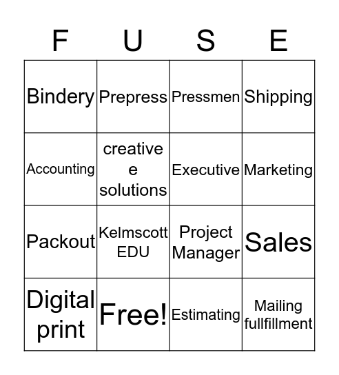 FUSE BINGO  Bingo Card