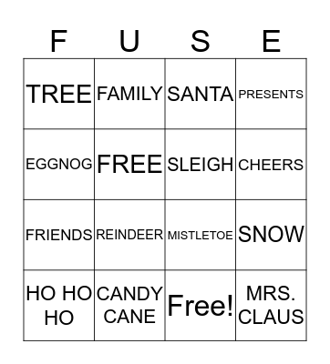 FUSE BINGO  Bingo Card