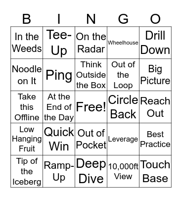 Business Buzzword  Bingo Card