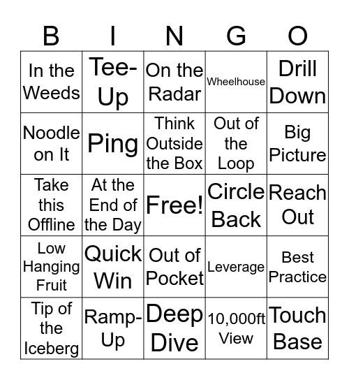 Business Buzzword Bingo Card