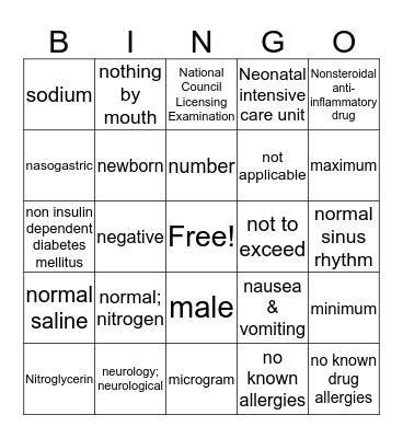 N Abbreviations Bingo Card