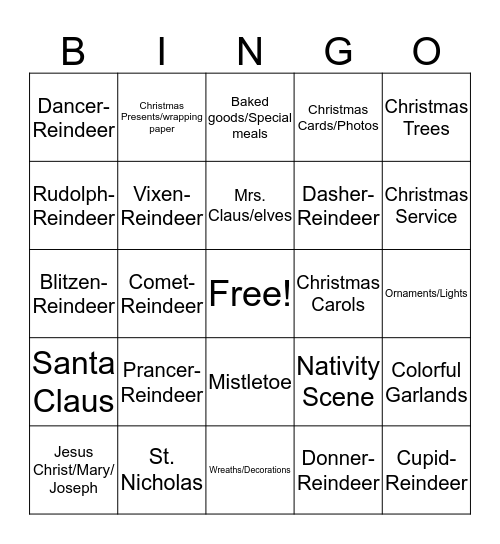 Christmas Bingo Card