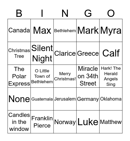 Merry Christmas! Bingo Card