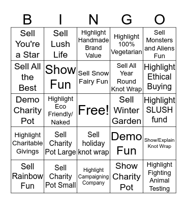 Charitable Products Bingo Card