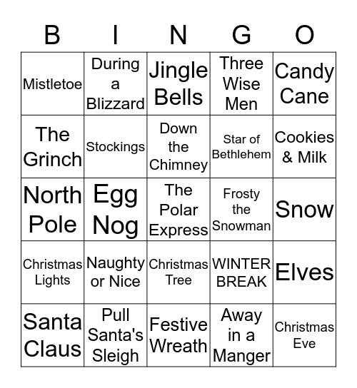 CHRISTMAS TIME Bingo Card