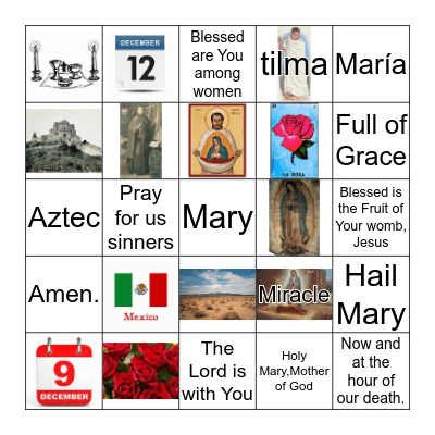 Our Lady of Guadalupe Bingo Card