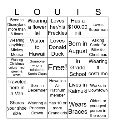 Happy 1st Birthday L4 Bingo Card