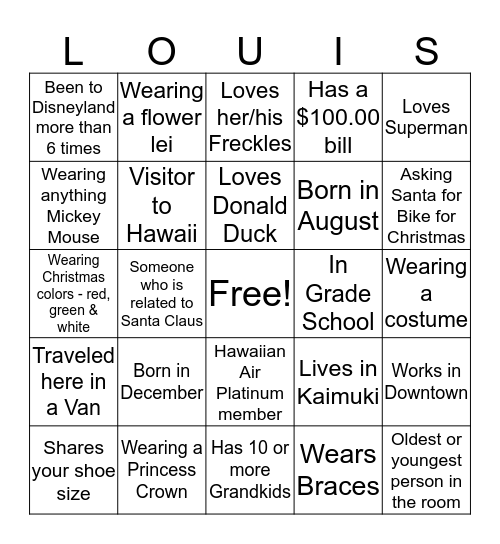 Happy 1st Birthday L4 Bingo Card