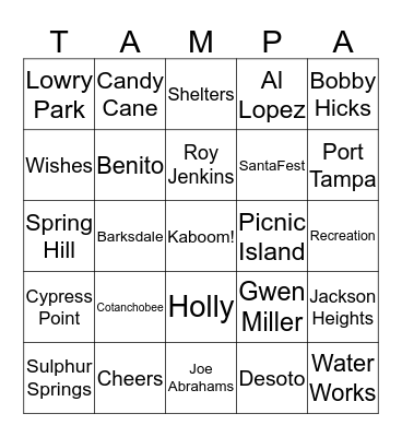 Parks & Recreation Bingo Card