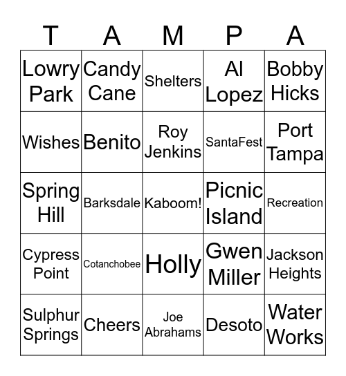 Parks & Recreation Bingo Card