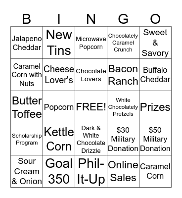 Popcorn Bingo Card