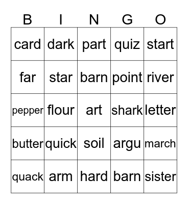 Jolly Phonics 7 Bingo Card