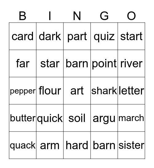 Jolly Phonics 7 Bingo Card