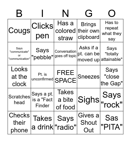 MORNING HUDDLE BINGO Card