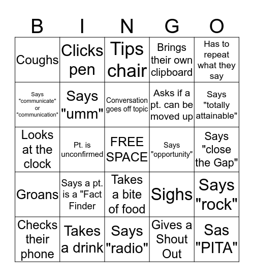 MORNING HUDDLE BINGO Card