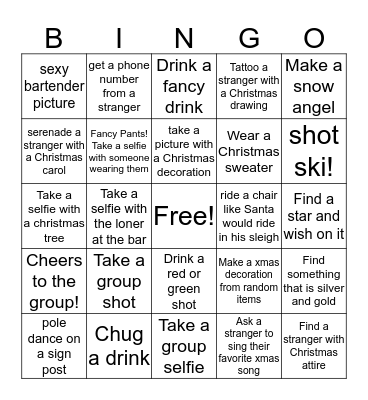 Pub Crawl Christmas Bingo Card