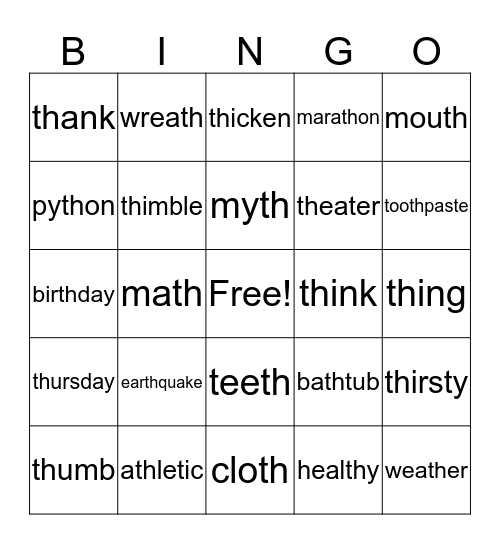 TH Bingo Card
