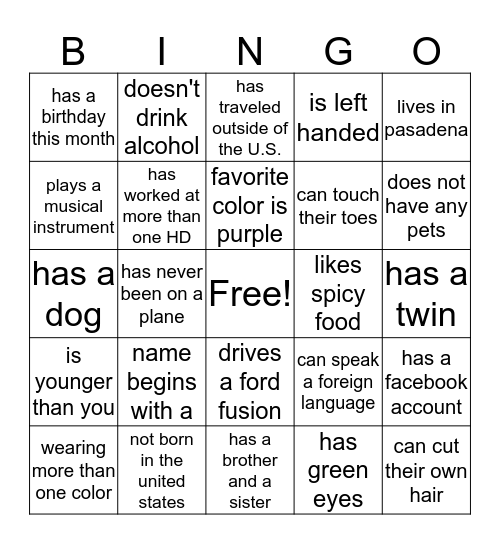 IN THIS ROOM BINGO Card